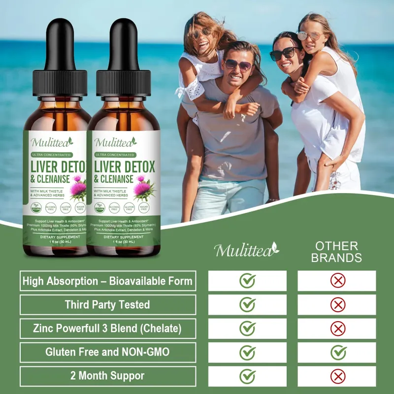 Mulittea Liver Health Drops with Milk Thistle & Artichoke -60ml Herbal Blend with Silymarin Dandelion Turmeric & Berberine for Liver Cleanse Detox Repair & Daily Support — image 3