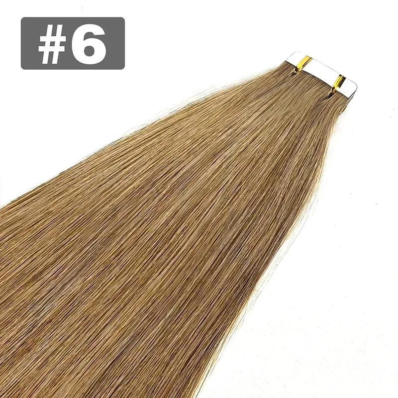 Straight Tape In Hair Extensions 20/40/60pcs Natural Black 100% Brazilian Human Hair Invisible Tape Ins Hair Extension For Women — image 11