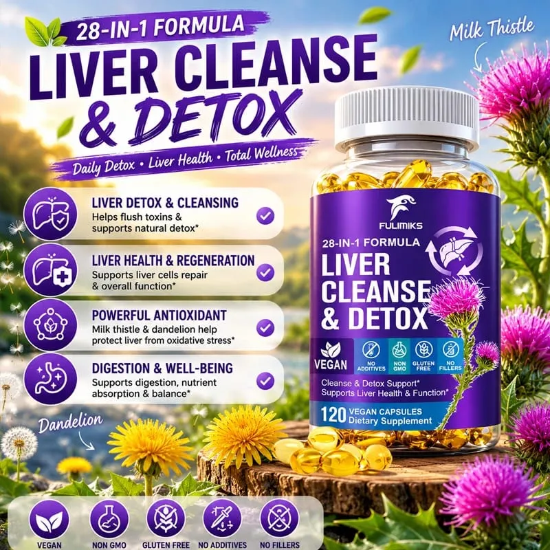 Liver Cleanse & Detox Capsules with Milk Thistle & Dandelion for Toxin Removal & Liver Regeneration Digestion Kidney Health — image 3