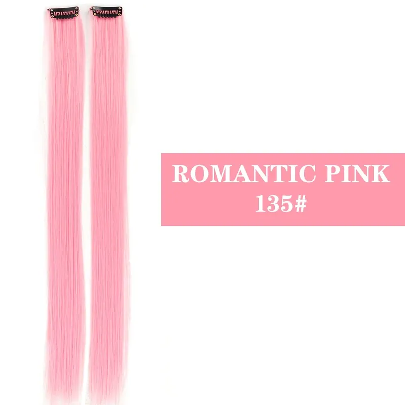Synthetic 2 Pieces 20inch Colored Clip in Hair Extensions Long Straight Pink/Blue/Purple Halloween/Christmas Wig — image 12