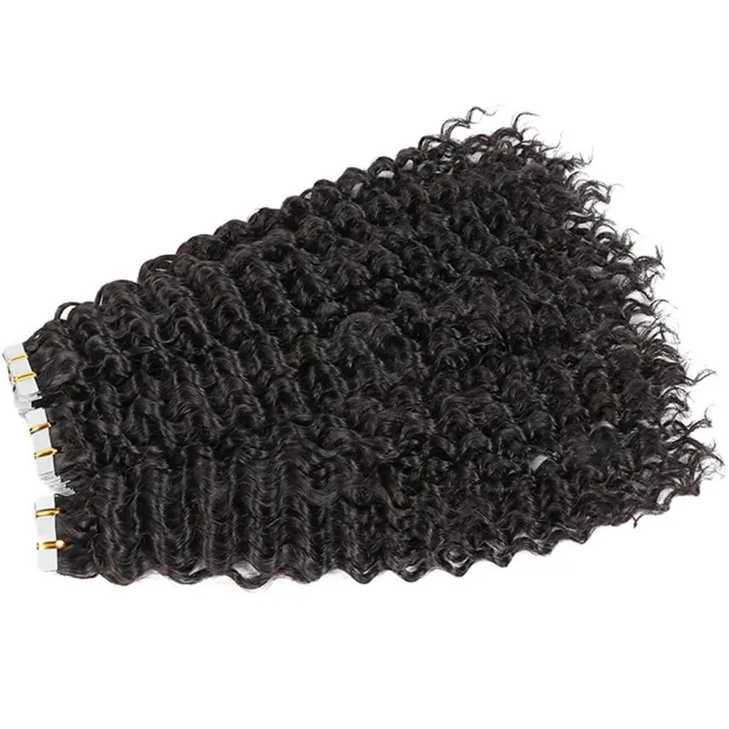 Deep Wave Tape In Hair Extensions Human Hair 20Pcs Double Sided Invisible Tape Hair Extension 50G/Pack Remy Human Hair Tape Ins — image 2