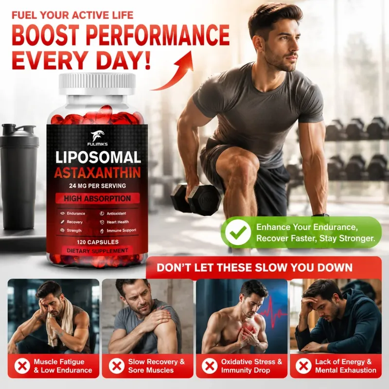 Liposomal Astaxanthin Capsules with Phosphatidylcholine Support Antioxidant Brain Eye Cardiovascular Joint & Skin Health