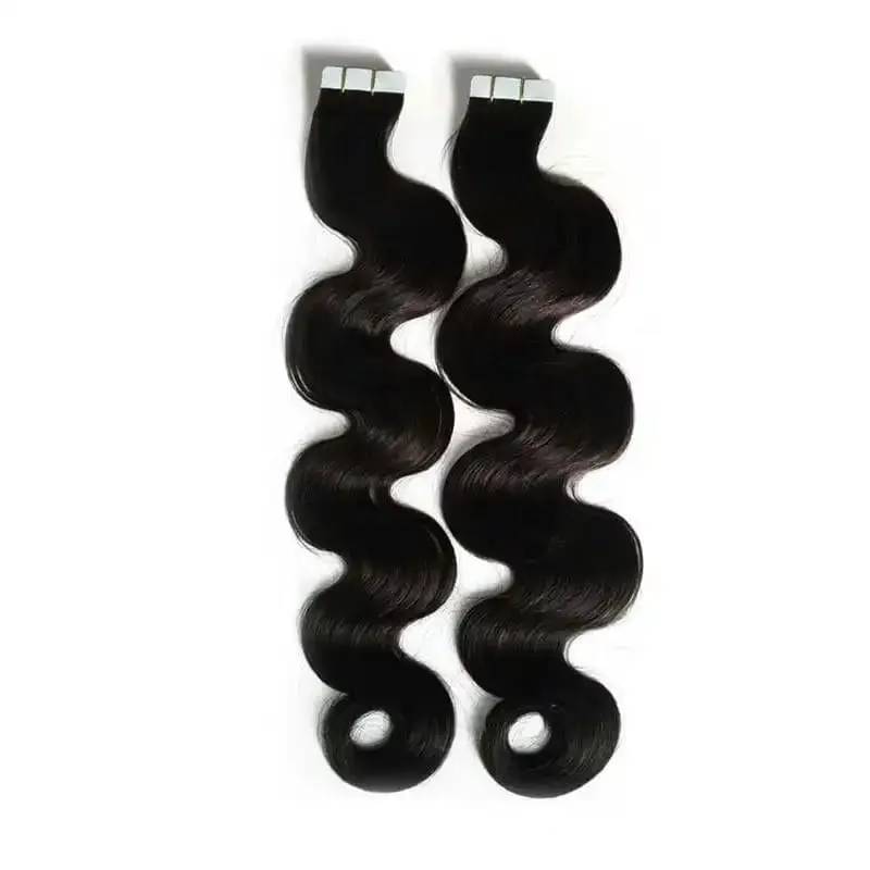 Body Wave Tape In Human Hair Extensions 20Pcs/Pack Seamless Skin Weft Tape Ins 100% Human Hair Wavy Tape In Hair Extensions — image 6