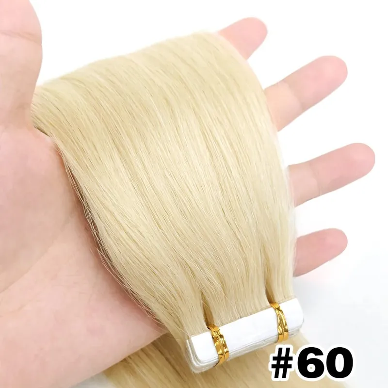 Straight Tape In Hair Extensions 100% Human Hair Blonde Brown Double Sided Adhesive Tape In Hair Natural Seamless Skin Weft — image 15