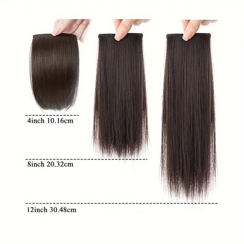 Seamless Synthetic Clip Ins Bangs Hair Extension With Secure BB Clips Thick Lining of Hair Top Side Cover Hairpieces for Women — image 6