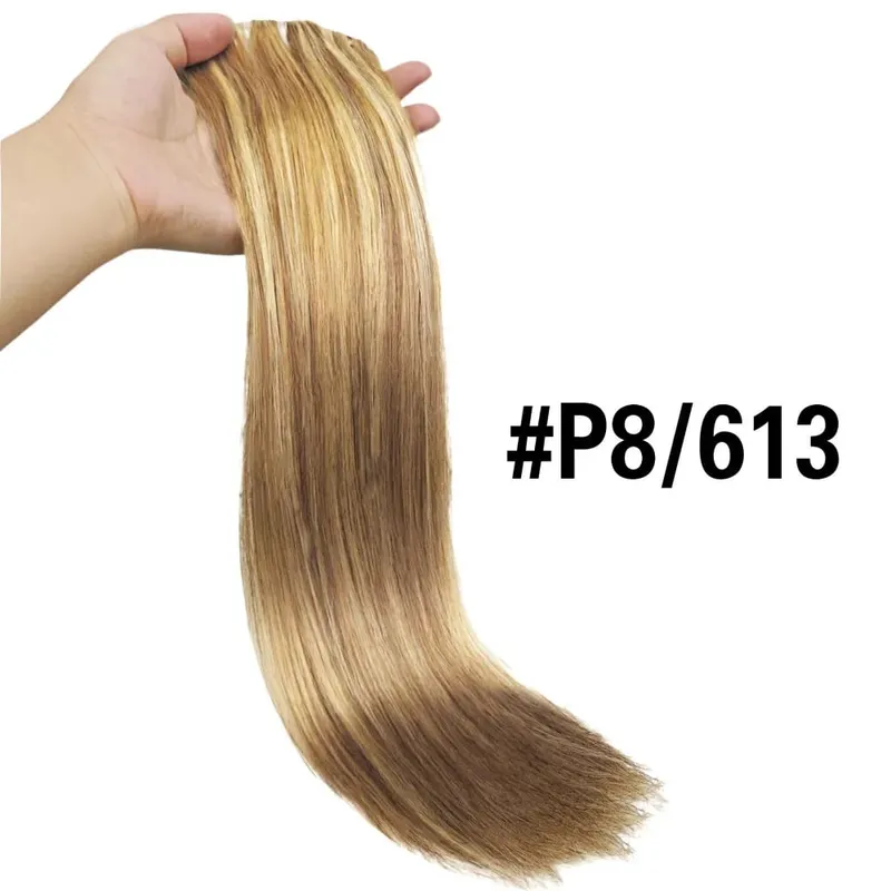 Straight Clip In Human Hair Extensions Brown Unprocessed Hair Extensions Full Head Brazilian Hair Seamless Clip Ins Extension — image 14