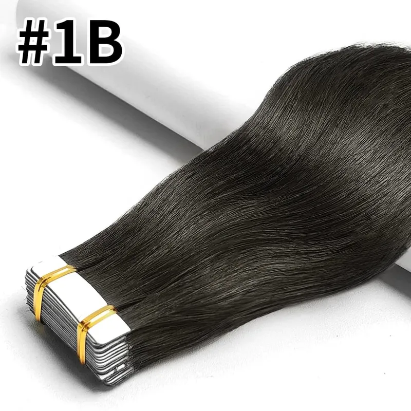 26 Inches Tape In Hair Extensions Straight 100% Human Hair Adhesive Replaceable Seamless Skin Weft Tape 20/40pcs Hair For Women