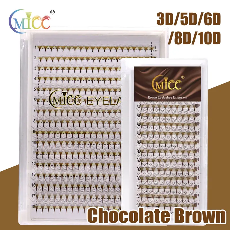 Dark Brown Premade Fans Volume Lash Extensions 3D-10D Soft Coffee Brown Russian Volume Lashes Sharp Stem Pointy Base for Eyelash — image 2