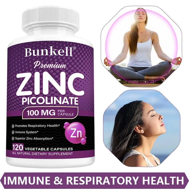 Premium Zinc Picolinate 100mg High Absorption Immune Support Respiratory Health Energy Production & Sleep Supplement — image 1