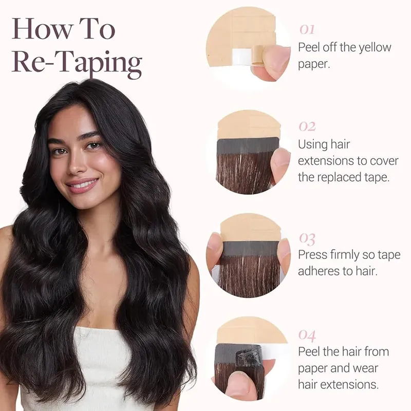 Tape in Hair Extensions Human Hair Remy Tape Ins Human Hair Extensions Seamless Silky Straight Skin Weft for Length and Volume — image 6