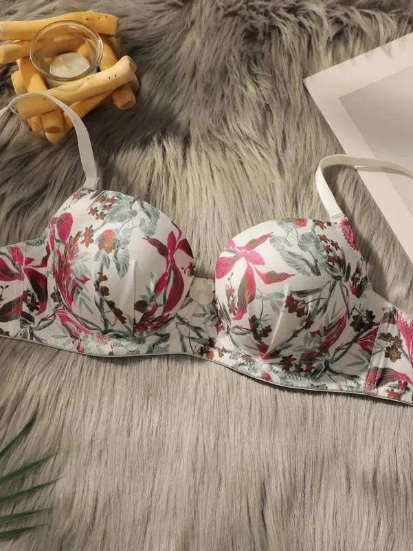 Ensemble soutien-gorge et culotte imprimé Push Up pour femmes, joli ensemble de Lingerie Sexy en dentelle à armatures, sous-vêtements confortables pour tous les jours