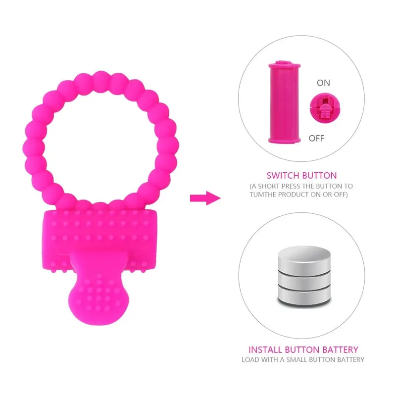 Cock Ring Vibrator Vibrating Rings Clitoral Stimulator Penis Erect Erection Enhance Sex Ability Product Sex Toys for Men — image 4