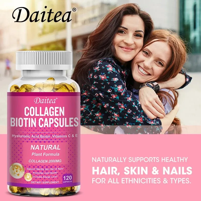 Les capsules de biotine de collagène Daitea soutiennent une peau saine, des articulations, des cheveux et des ongles, antioxydantes et sans OGM. — image 6