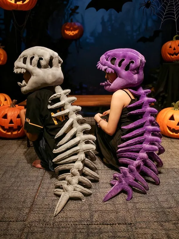 Dinosaur Skeleton Headgear Pillow - 4 Colors Perfect for Party Cosplay & Cozy Sofa Lounging — image 9