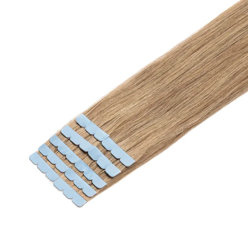 Mini Tape in Hair Extensions Human Hair 3x0.8cm Tiny Interface Tape Ins 360° Movement For Add Side Hair Volume Only 10pcs