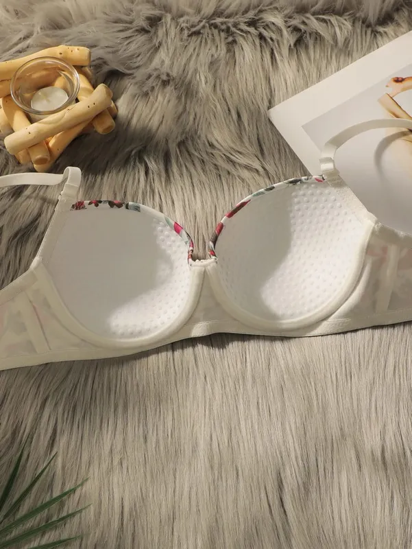 Ensemble soutien-gorge et culotte imprimé Push Up pour femmes, joli ensemble de Lingerie Sexy en dentelle à armatures, sous-vêtements confortables pour tous les jours