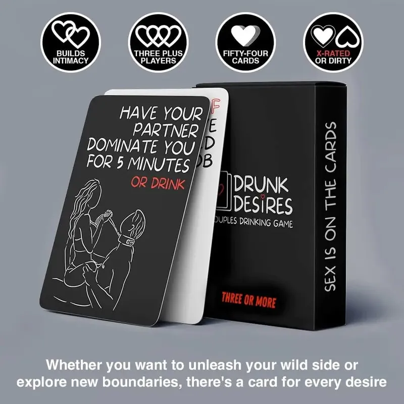 Drunk Desires Couples Drinking Card Game Romantic Interactive Party Board Game Paper Card Set For Date Night Valentine's Day Couple Gathering Entertainment