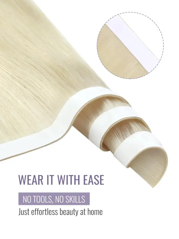 Moresoo Tape in Weft Hair Extensions Genius Weft 50G One Piece Long Tape Weft Invisible Skin Wef Human Hair Extensions Natural