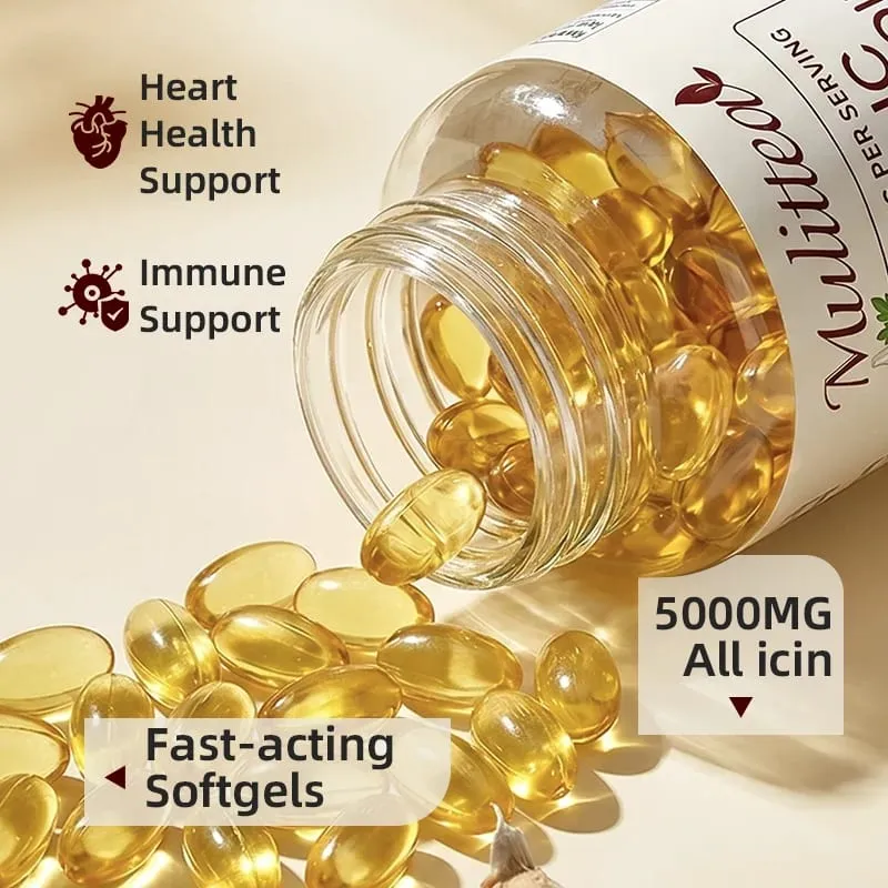 Mulittea Garlic Oil Capsules Heart Health Support Immune Support Defends Against Seasonal illnesses Supports Cholesterol Levels — image 3