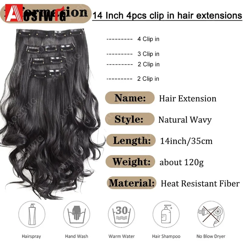Synthetic 11 Clips Clips in Hair Extensions Long Curly Hairstyle Black Blonde Hairpieces Heat Resistant False Hair Daily Use — image 3