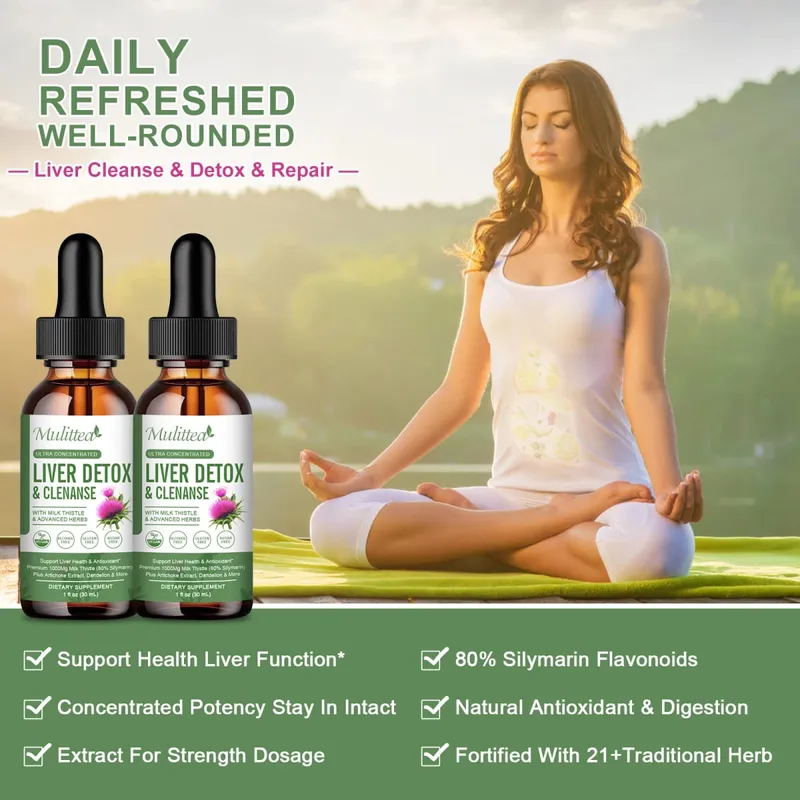 Mulittea Liver Health Drops with Milk Thistle & Artichoke -60ml Herbal Blend with Silymarin Dandelion Turmeric & Berberine for Liver Cleanse Detox Repair & Daily Support — image 5