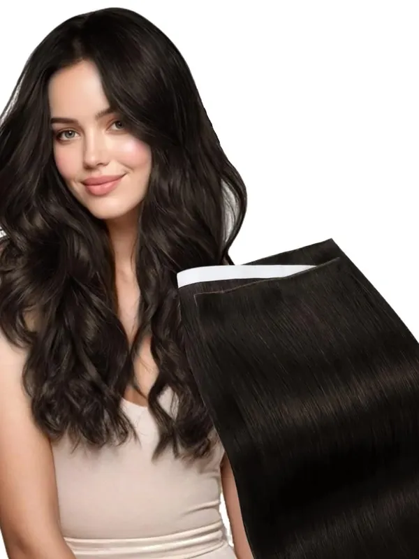 Moresoo Tape in Weft Hair Extensions Genius Weft 50G One Piece Long Tape Weft Invisible Skin Wef Human Hair Extensions Natural