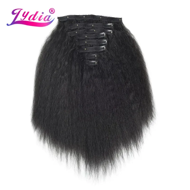 Lydia 8Pcs /Set With18Clips-In Synthetic Kinky Staight Hair Extensions Long Heat Resistant Hair-Pieces16-20 Inches Afro American — image 3