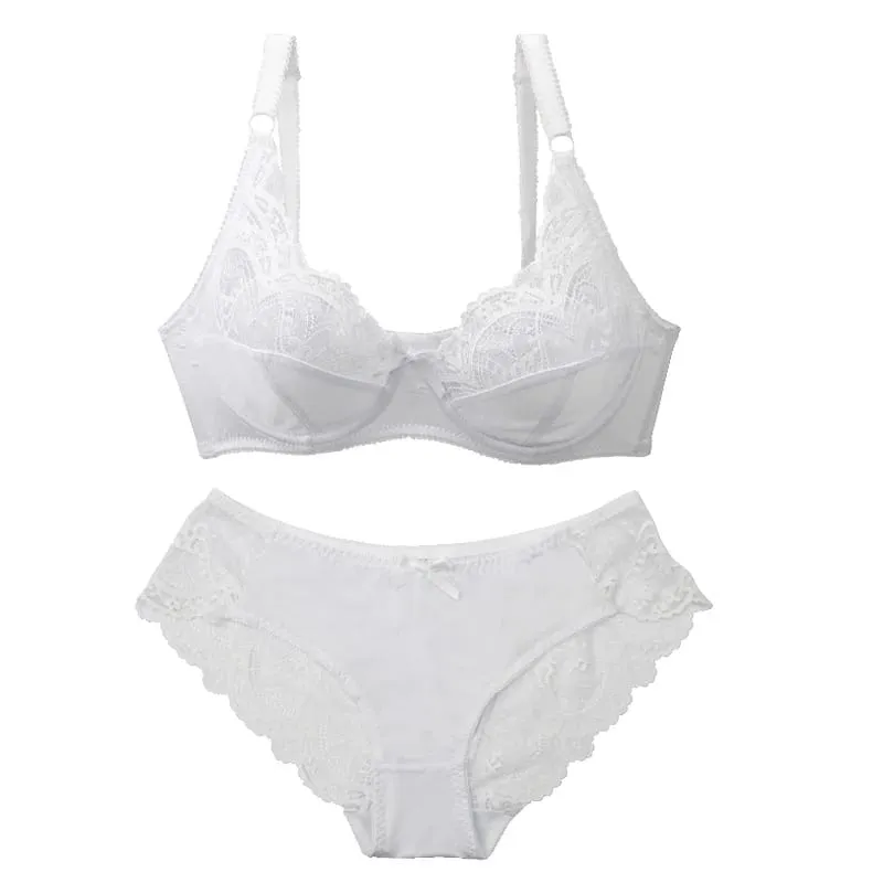 2021 New Sexy Ultra-Thin Thick Push Up Lace BCDE Cup Bra Sets For Women Underwear Plus Size Female Lingerie — image 6