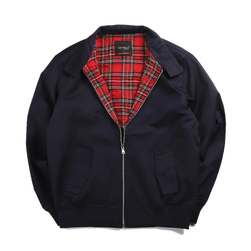 Men jacket autumn thin EU size vintage classic bomber coat inner plaid jacket — image 6
