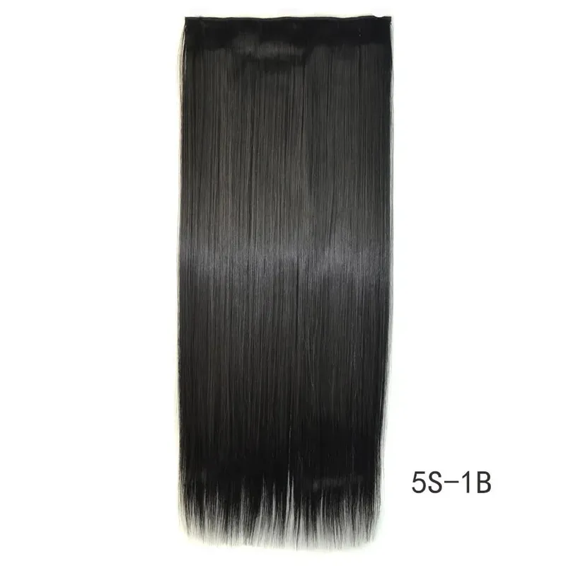 Synthetic Natural Synthetic Hair Extensions 5 Clip In Artificial Fake Ombre Blonde Brown Black Pink Straight False Hair Piece — image 9