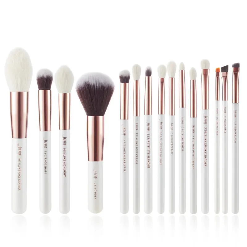 Jessup Professional แปรงแต่งหน้าแปรงแต่งหน้า 6-25 ชิ้นแปรงแต่งหน้าธรรมชาติสังเคราะห์ Foundation Powder Highlighter Pearl สีขาว T215 — image 10