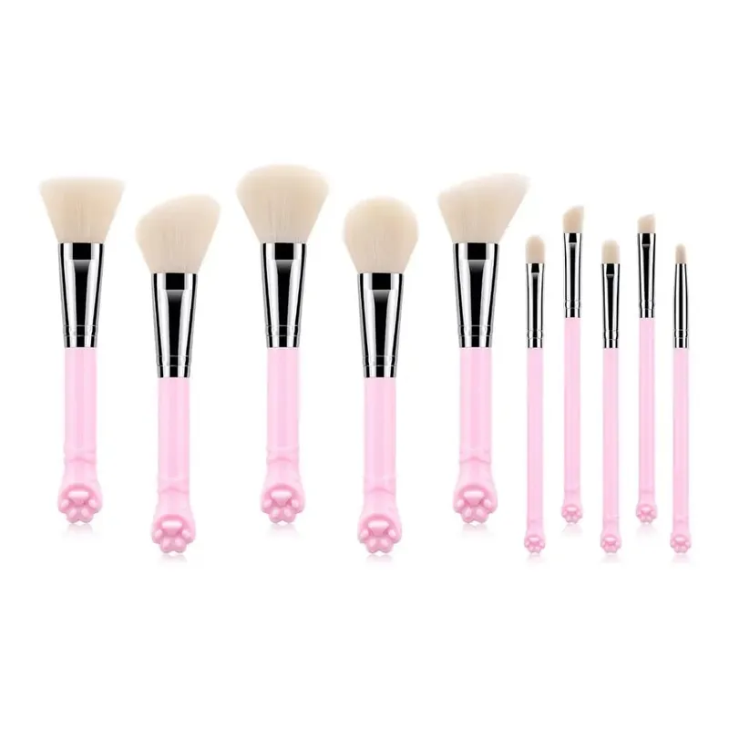 10 Pcs Cute Cat Claw Shape Makeup Brushes Set Foundation Kabuki Powder Contour Eyeshadow Blush Make Up Brushes Cosmetic Tool Kit — image 2