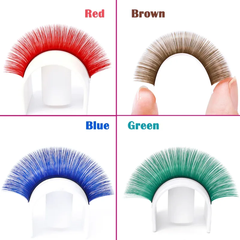 Fadvan Long 15-20mm Easy Fanning Makeup Lashes Mixed 8-14mm Colored False Eye Lashes Extensions Green/Purple/Red/Blue Color Lash — image 6