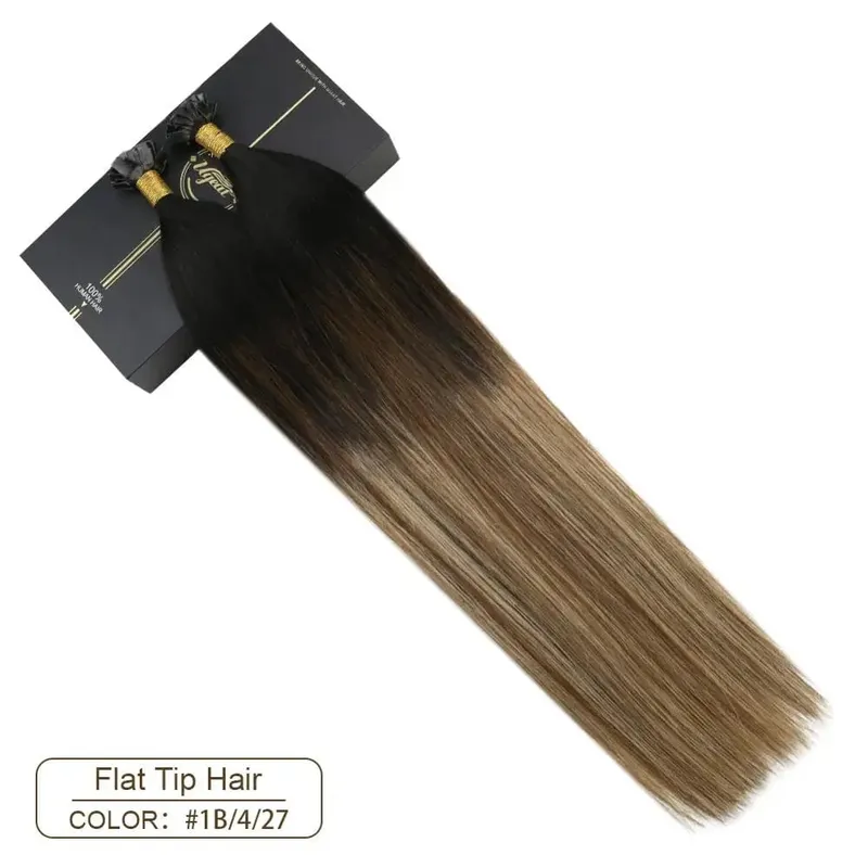 Ugeat Flat Tip Hair Extensions Human Hair Pre-bonded Hair Extensions 14-24" Keratin Flat Human Hair Balayage Farve Hår 1g/1s — image 9