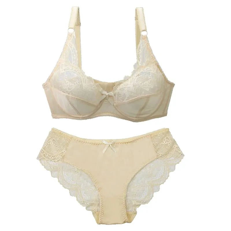 2021 New Sexy Ultra-Thin Thick Push Up Lace BCDE Cup Bra Sets For Women Underwear Plus Size Female Lingerie — image 5