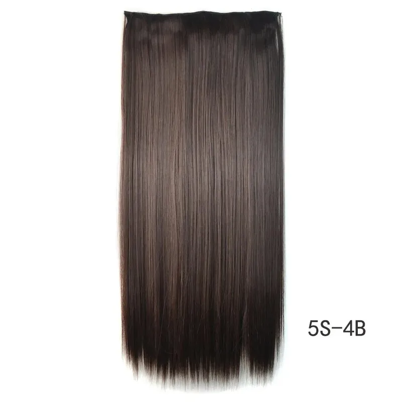 Synthetic Natural Synthetic Hair Extensions 5 Clip In Artificial Fake Ombre Blonde Brown Black Pink Straight False Hair Piece — image 14