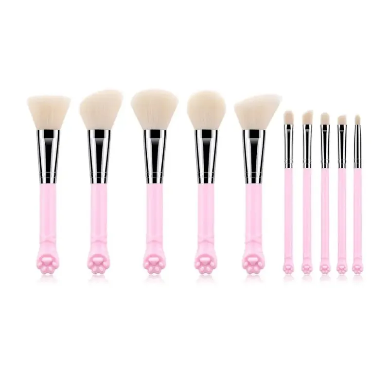 10 Pcs Cute Cat Claw Shape Makeup Brushes Set Foundation Kabuki Powder Contour Eyeshadow Blush Make Up Brushes Cosmetic Tool Kit — image 3