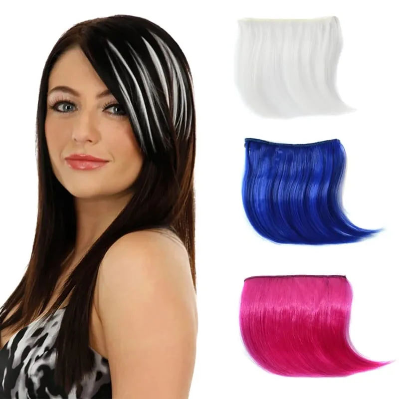 Colorful Synthetic Cosplay Hair Bangs Heat Resistant Invisible Extensions with Clips Quick Style Change Hairpieces