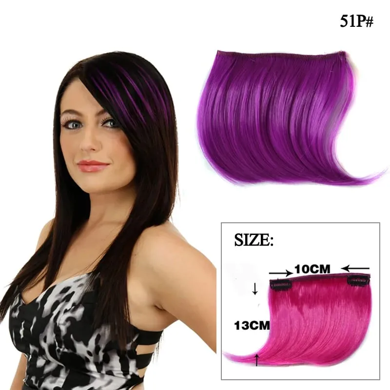 Colorful Synthetic Cosplay Hair Bangs Heat Resistant Invisible Extensions with Clips Quick Style Change Hairpieces
