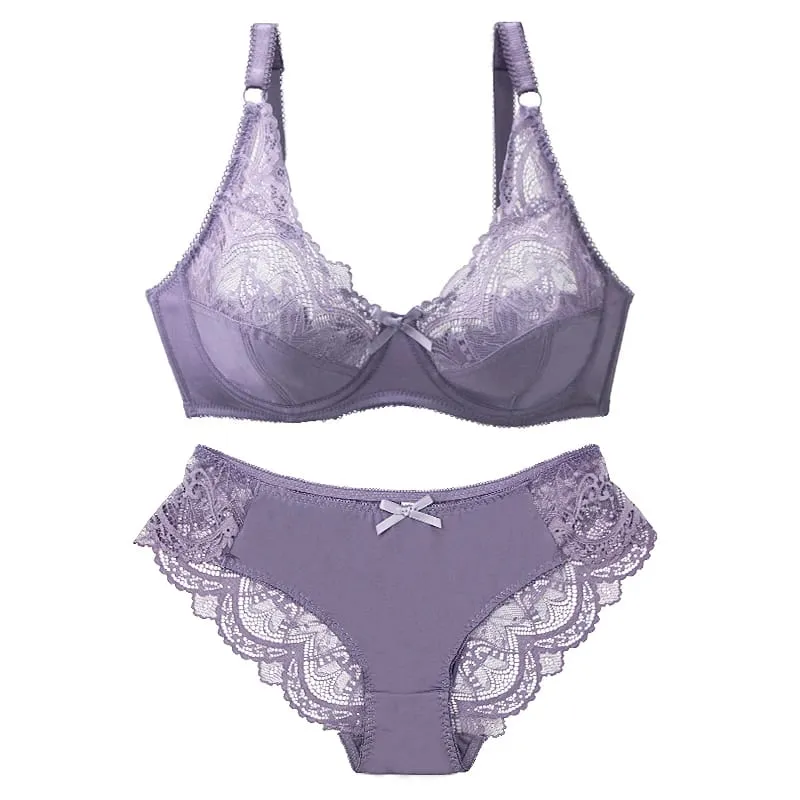 2021 New Sexy Ultra-Thin Thick Push Up Lace BCDE Cup Bra Sets For Women Underwear Plus Size Female Lingerie — image 3