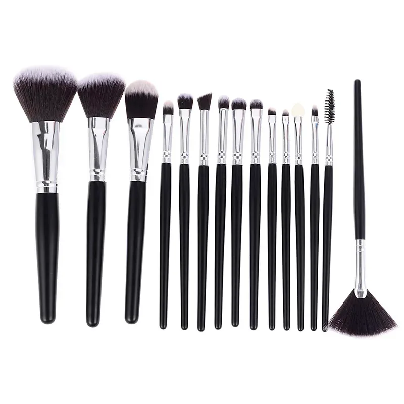 15pcs Makeup Brushes Set Fan Brush Powder Foundation Blusher Bronzer Eyeshadow Liner Brow Lip Gloss Contour Highlight Blend Tool — image 5