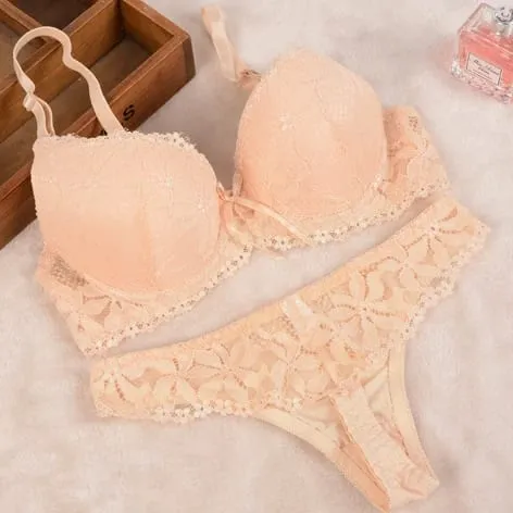 [Murah] Baru 2019 Renda Bordir Bra Set Wanita Plus Ukuran Push Up Pakaian Set Bra dan Panty Set 32 ​​34 36 38 ABC Cup untuk Wanita
