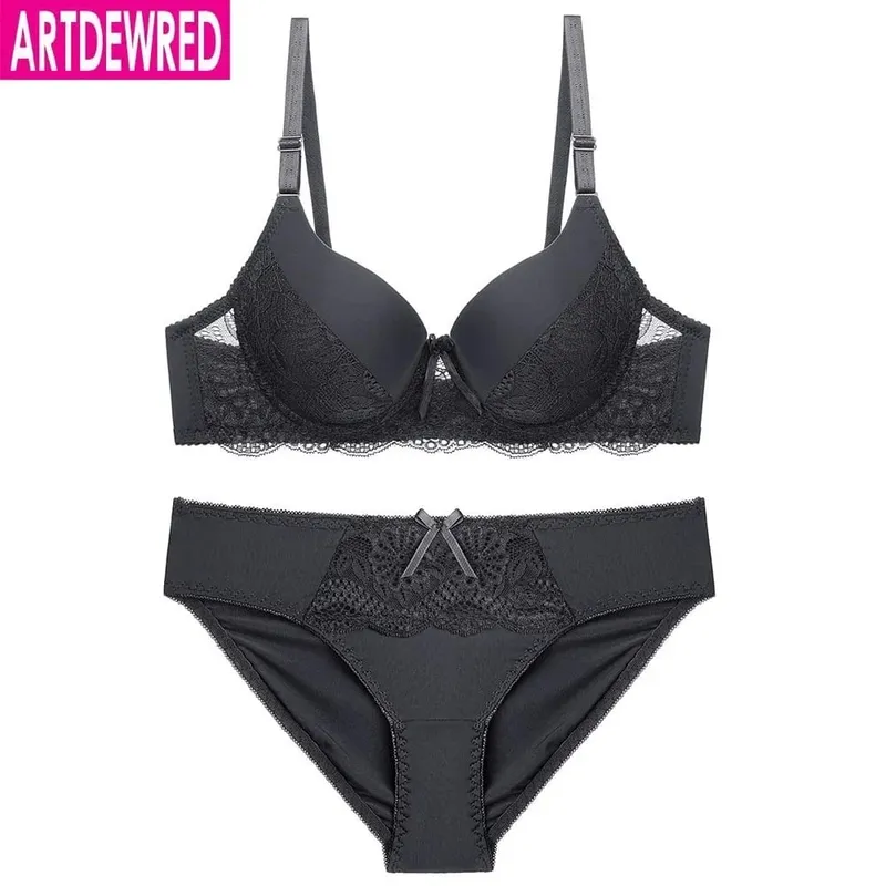 Sexy Lace Bra Sets For Women Bra Comfortable Underwear Set Solid Crop Top Female Lingerie Set Brassiere Bra and Panty Sets — image 3