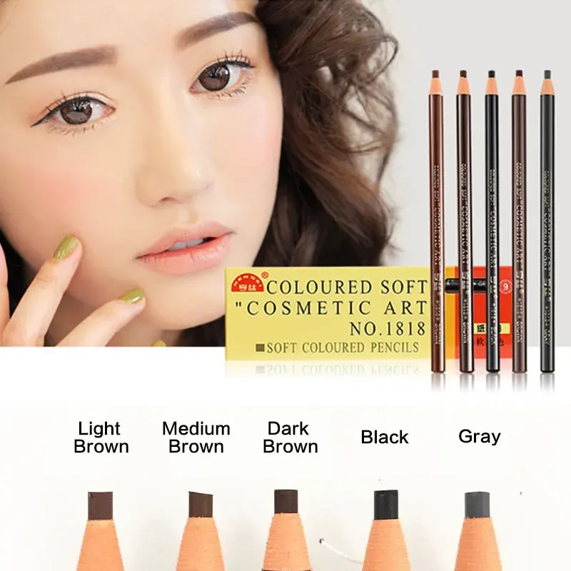 5 ชิ้น/เซ็ตดินสอเขียนคิ้วแต่งหน้าสีน้ำตาล Eyebrow Enhancers เครื่องสำอางค์ Art กันน้ำดินสอ Tint สเตอริโอประเภทเครื่องมือความงามราคาถูก — image 3