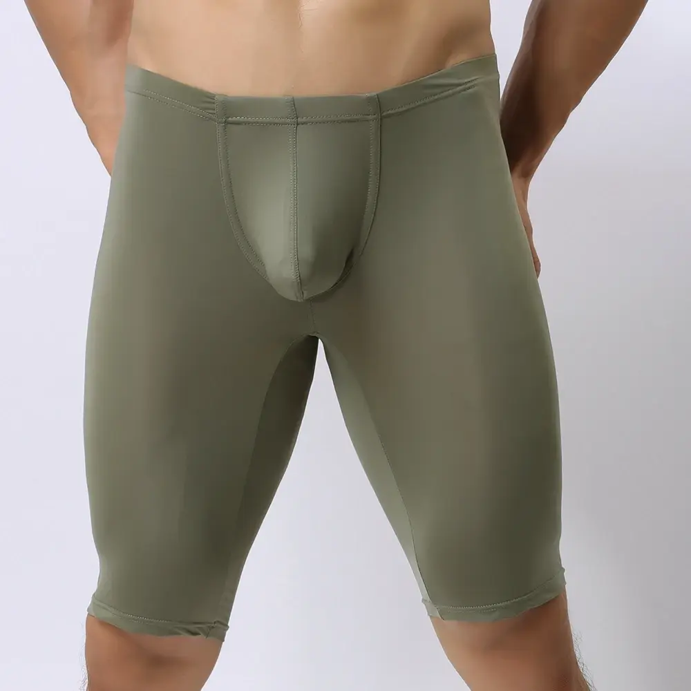 Panlalaking Ultra-manipis na Kasuotang Panloob na Transparent na Panlalaking Boxer Sculpting Half-length Solid U Convex Pouch Boxer Panlalaking Mahabang Kasuotang Panloob — image 6