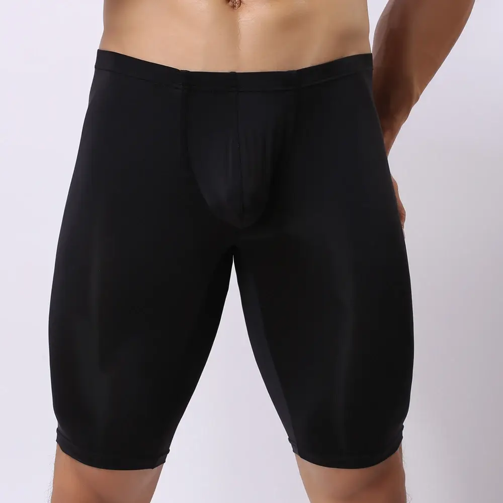 Panlalaking Ultra-manipis na Kasuotang Panloob na Transparent na Panlalaking Boxer Sculpting Half-length Solid U Convex Pouch Boxer Panlalaking Mahabang Kasuotang Panloob — image 1
