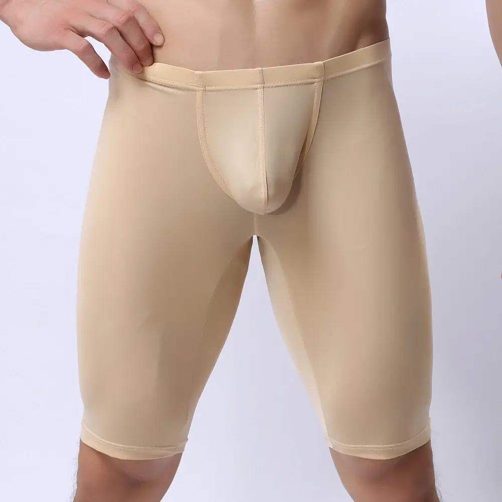 Panlalaking Ultra-manipis na Kasuotang Panloob na Transparent na Panlalaking Boxer Sculpting Half-length Solid U Convex Pouch Boxer Panlalaking Mahabang Kasuotang Panloob — image 8