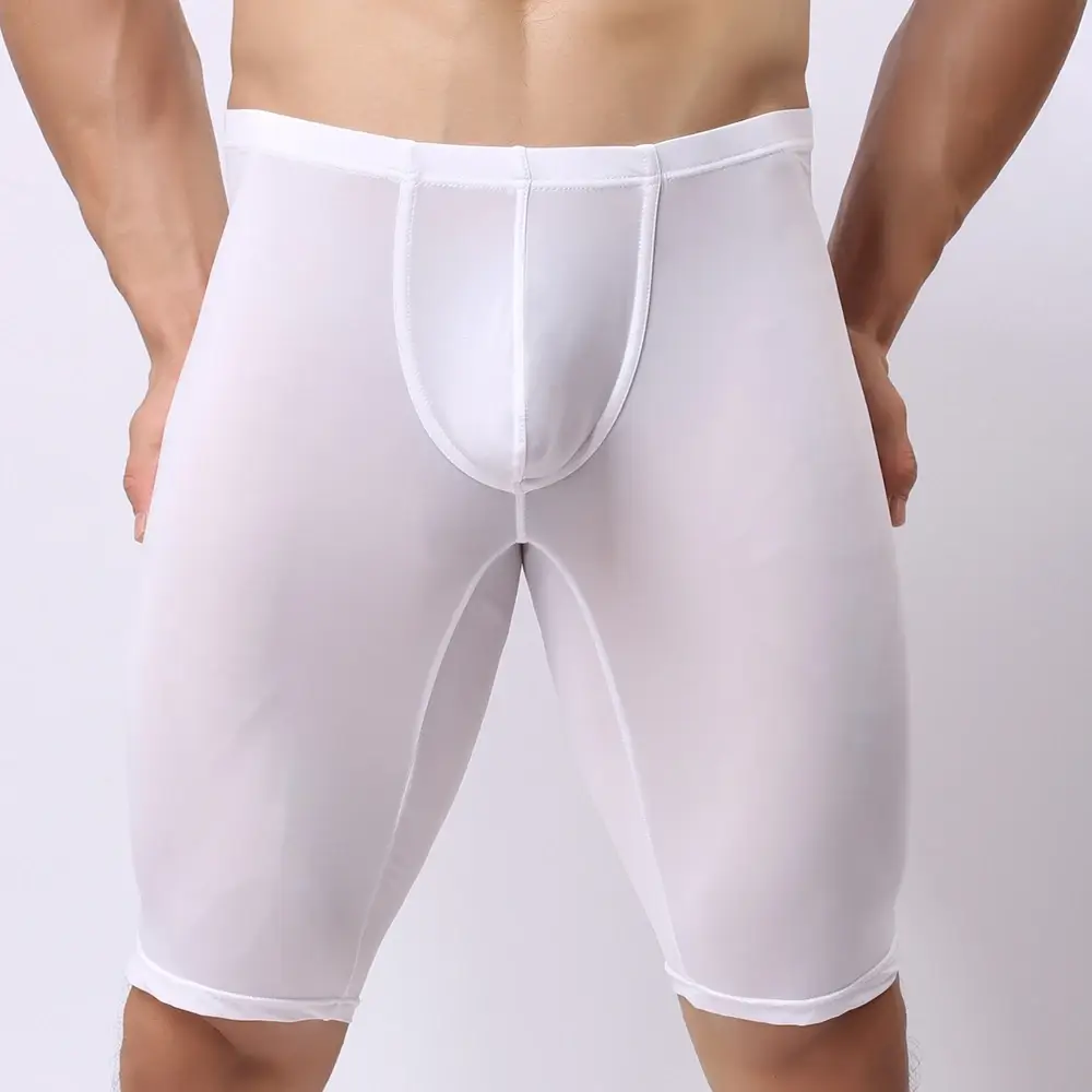 Panlalaking Ultra-manipis na Kasuotang Panloob na Transparent na Panlalaking Boxer Sculpting Half-length Solid U Convex Pouch Boxer Panlalaking Mahabang Kasuotang Panloob — image 7