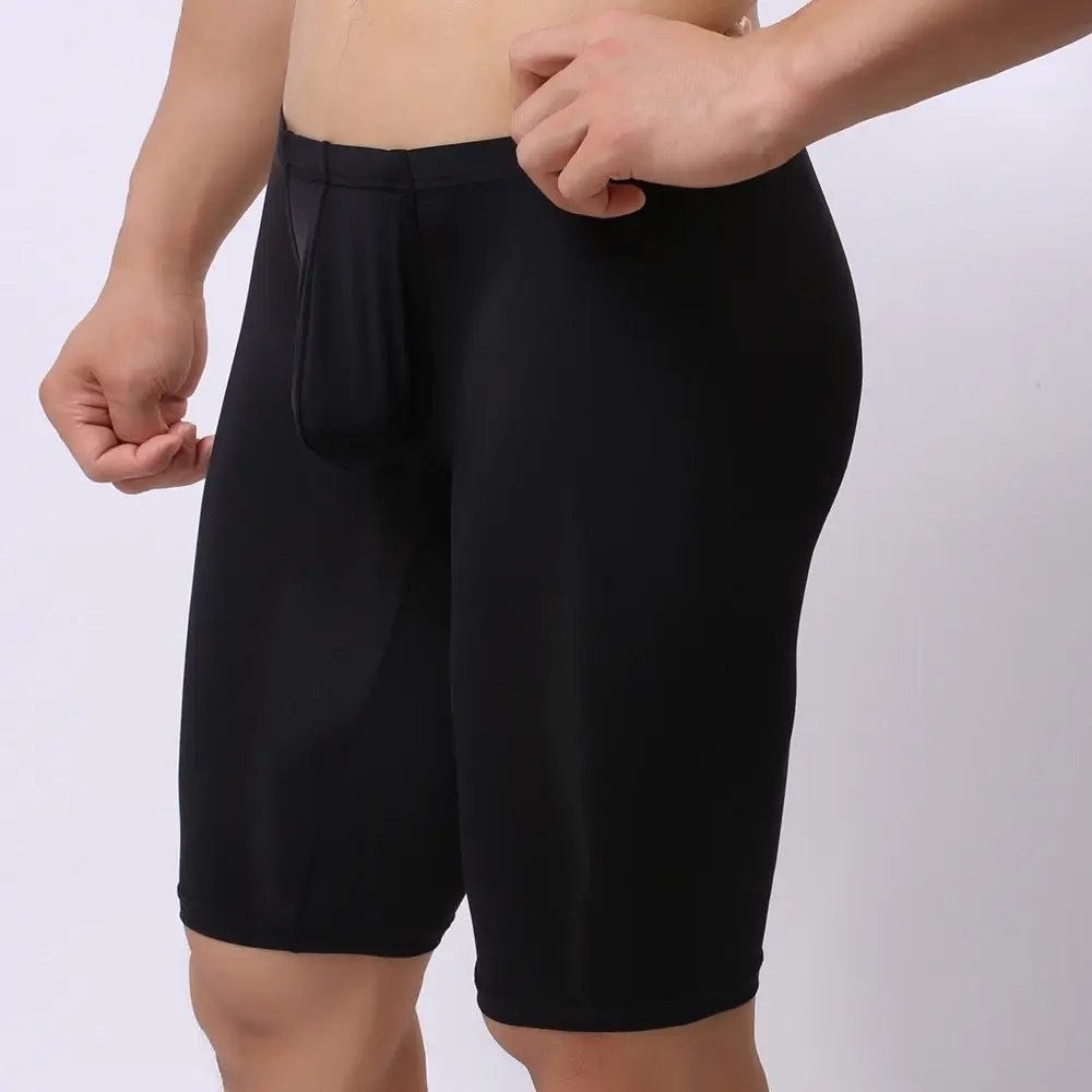Panlalaking Ultra-manipis na Kasuotang Panloob na Transparent na Panlalaking Boxer Sculpting Half-length Solid U Convex Pouch Boxer Panlalaking Mahabang Kasuotang Panloob — image 4