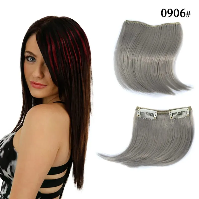 Colorful Synthetic Cosplay Hair Bangs Heat Resistant Invisible Extensions with Clips Quick Style Change Hairpieces